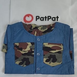 PatPat Denim and Camouflage Kids Jacket
